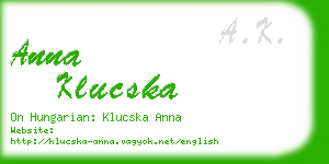 anna klucska business card